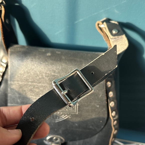 Harley-Davidson Black Leather Studded Bag - Picture 3 of 5